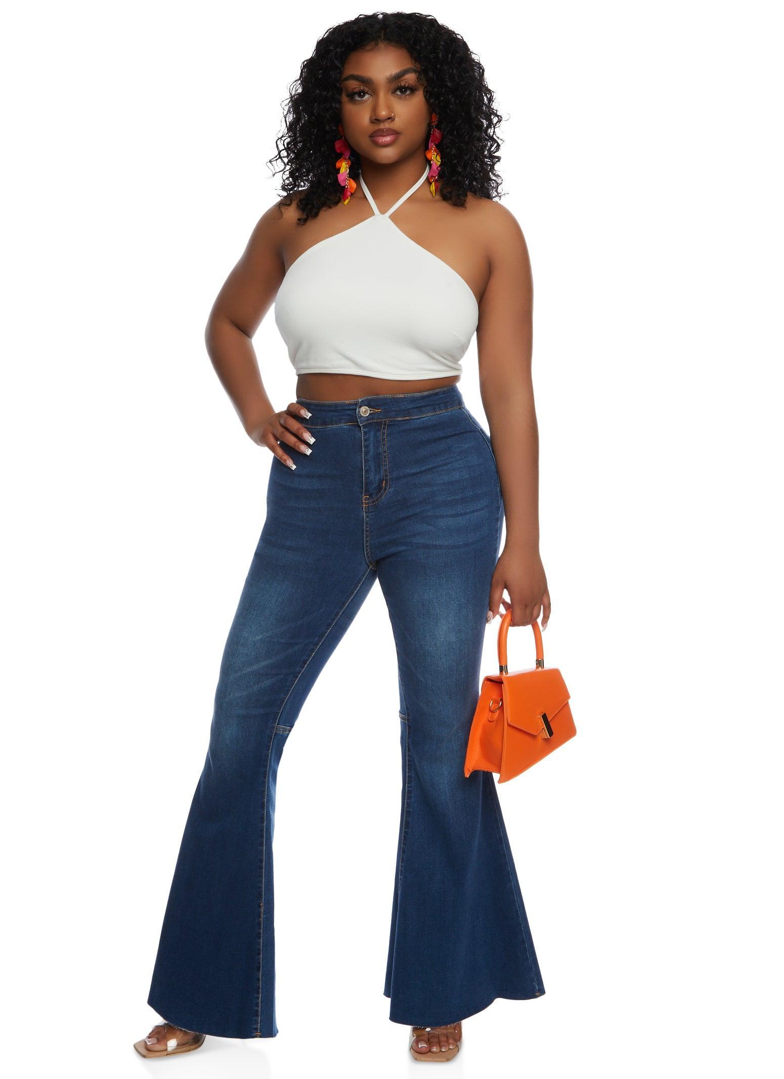 Womens WAX Raw Hem Flare Jeans Product Image