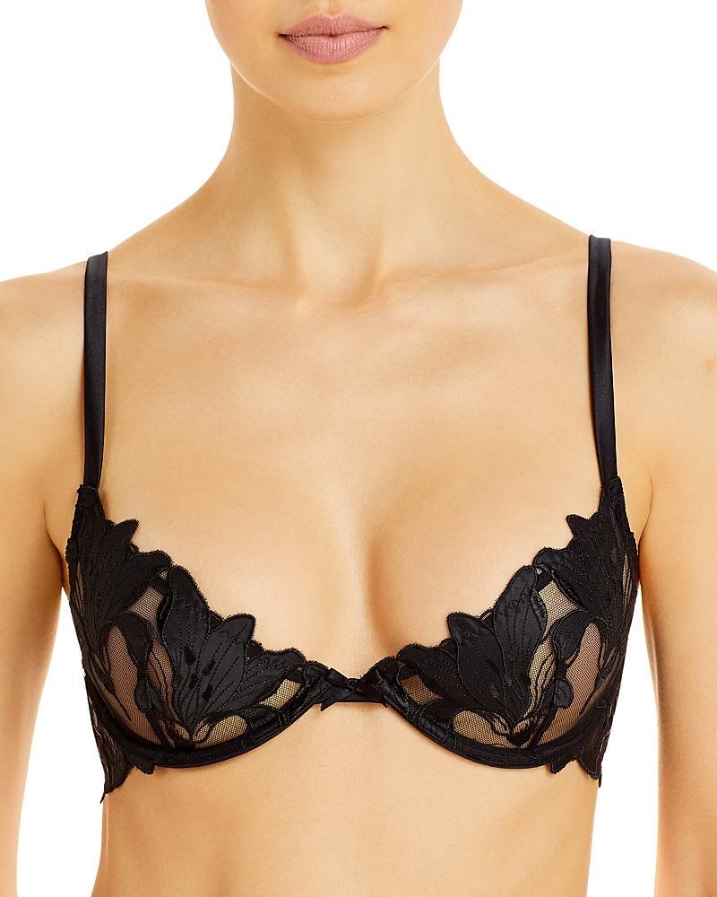 fleur du mal Lily Lace Demi Bra in White. Product Image