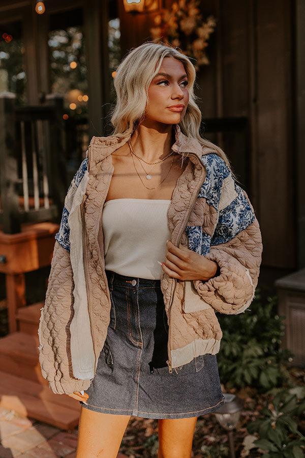 Cozy Couture Quilted Jacket in Warm Taupe Product Image