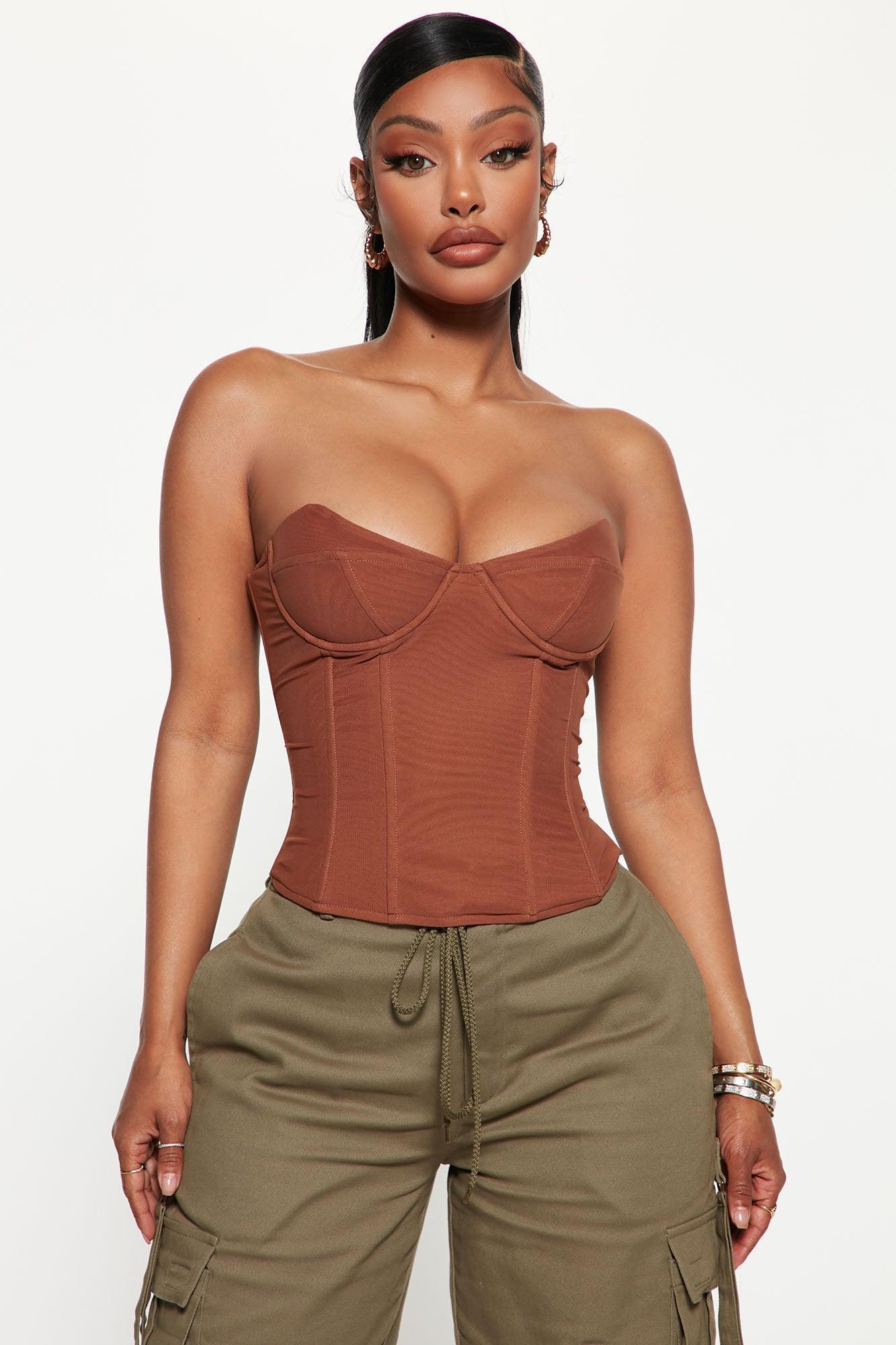 Endless Love Mesh Corset Top - Taupe Product Image