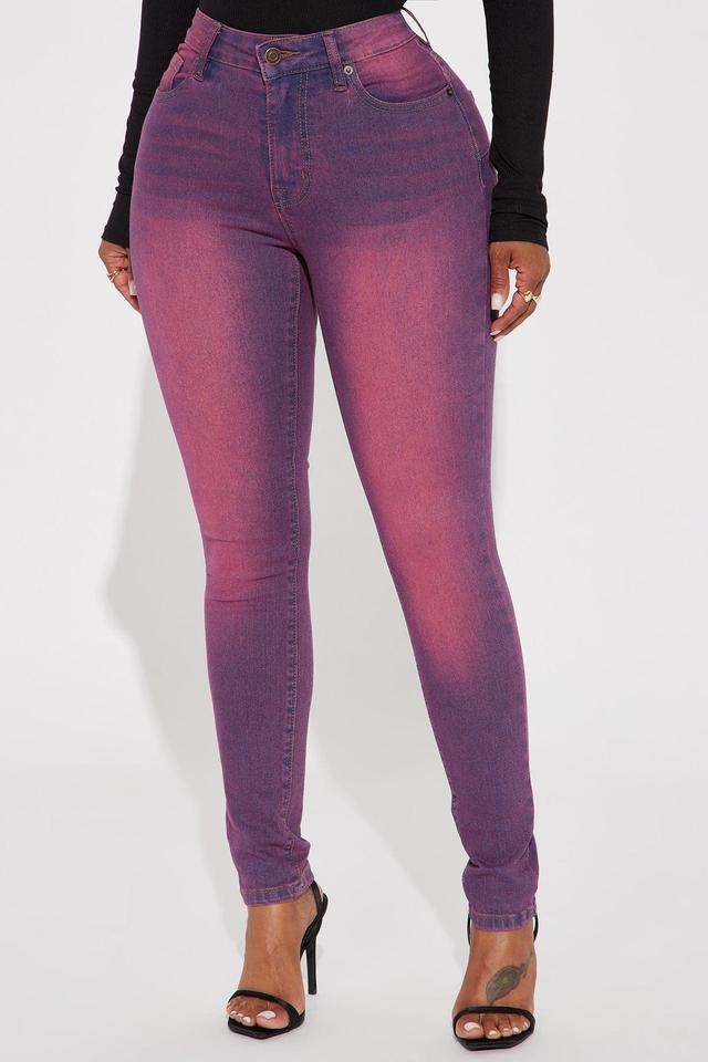 Hampton Tinted High Stretch Skinny Jeans - Fuchsia Product Image