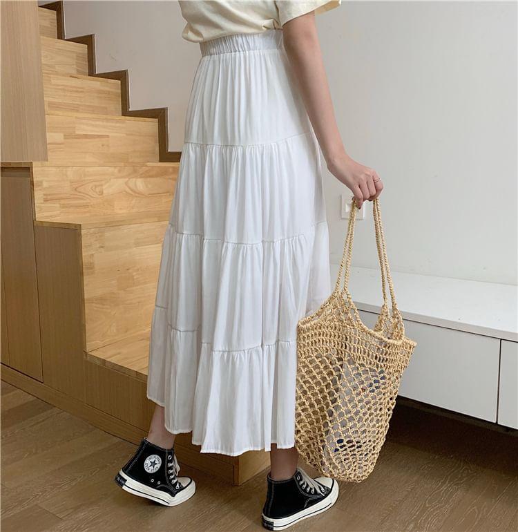 Tiered A-Line Midi Skirt Product Image