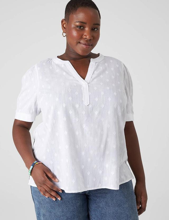 Split-Neck Jacquard Popover Blouse Product Image