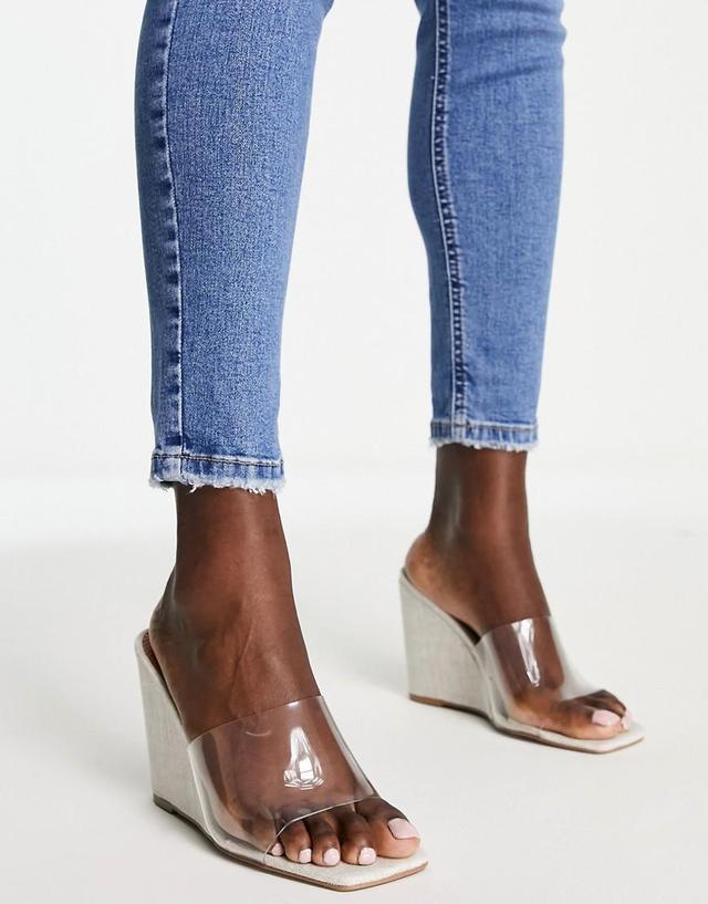 ASOS DESIGN True high wedge mules Product Image