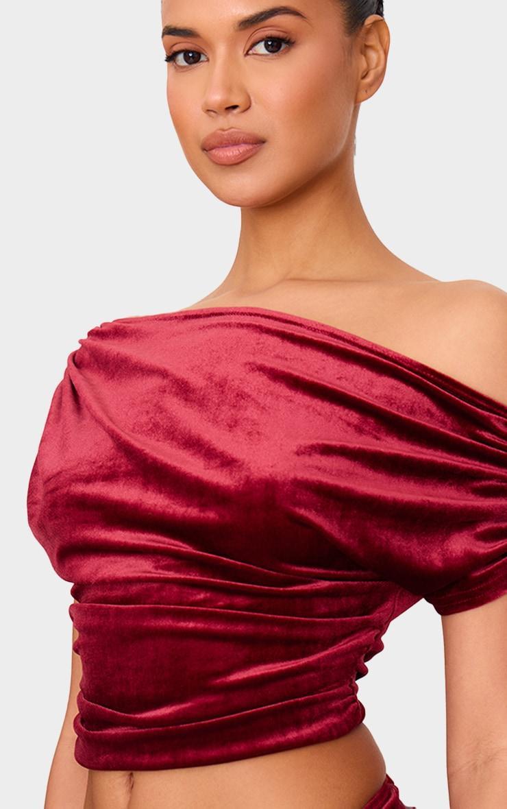 Burgundy Velvet Ruched Detail Top Product Image