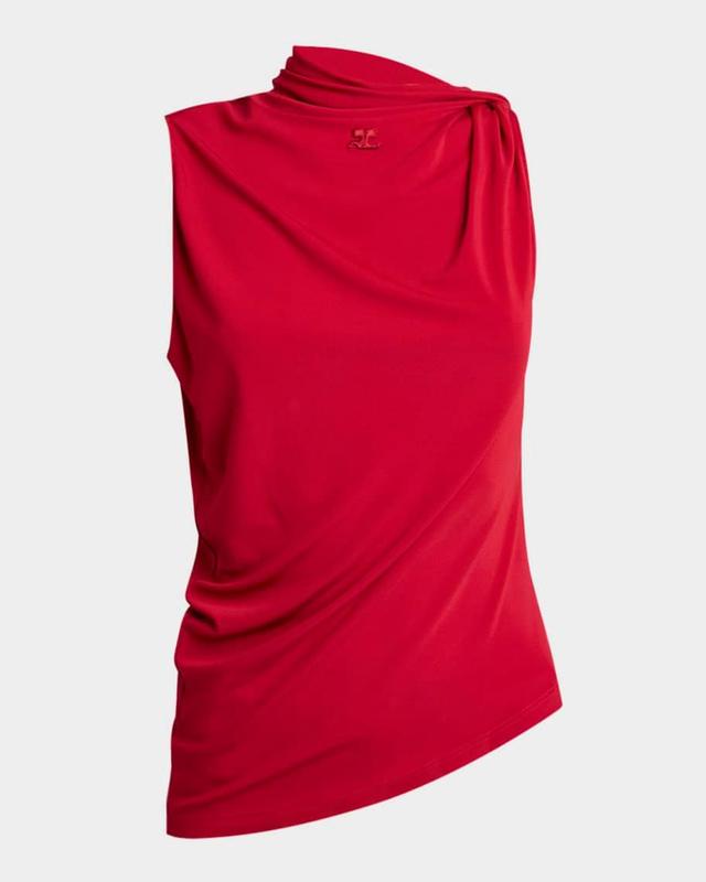 Twisted High-Neck Scuba Knit Tnak Top Product Image