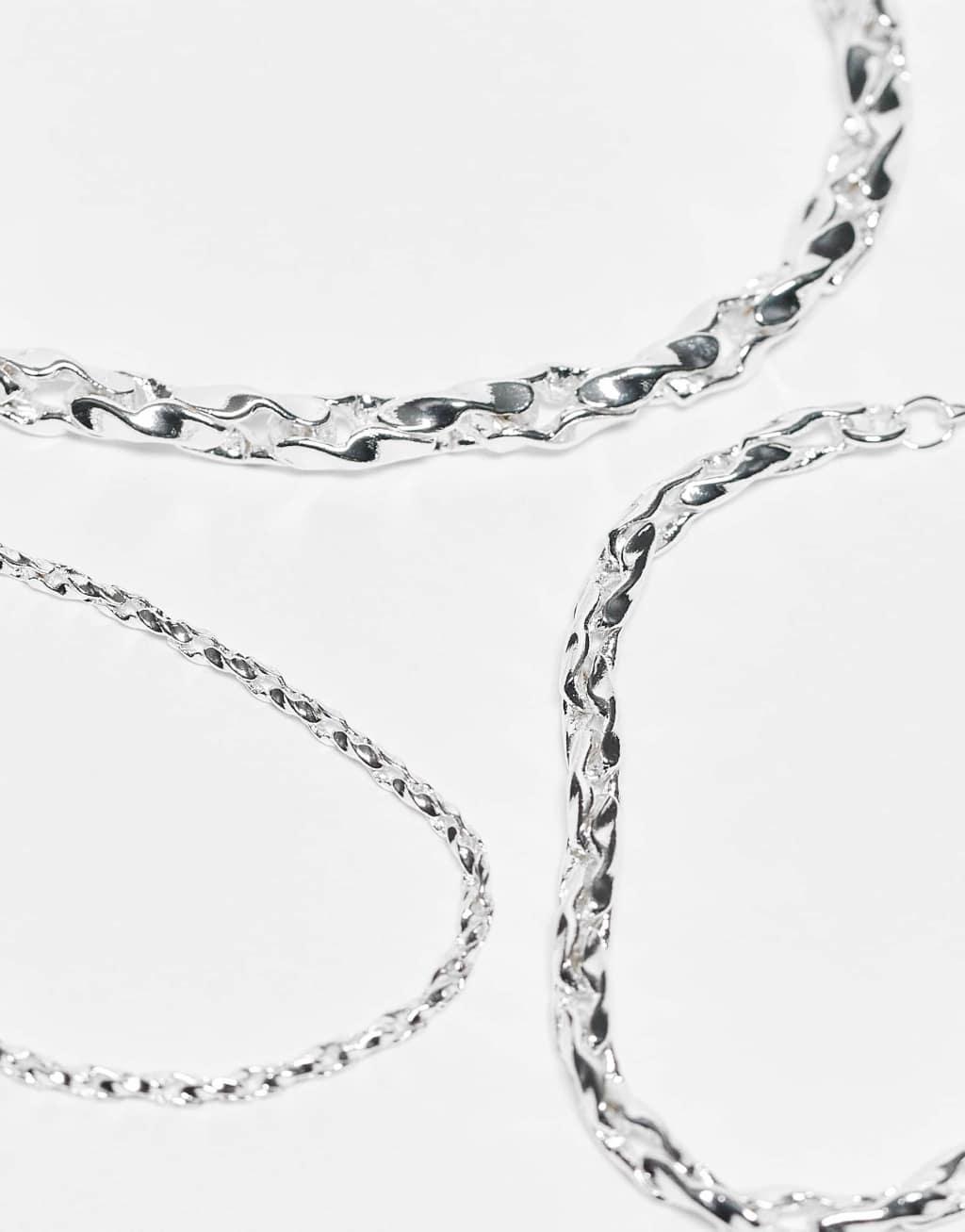 ASOS DESIGN 3 pack bracelet set in silver tone Product Image