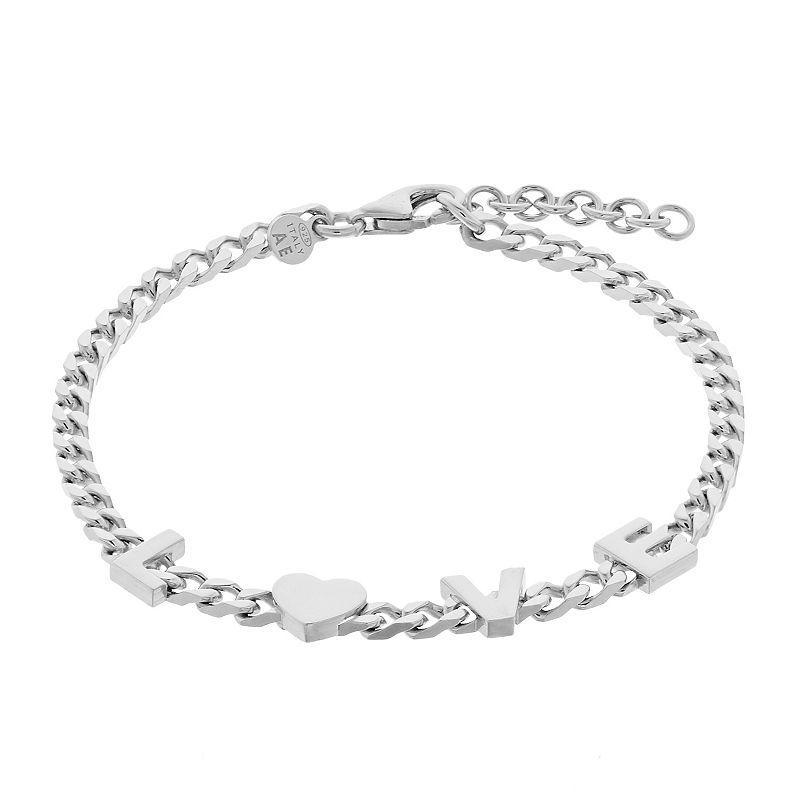 Sterling Silver L-O-V-E Chain Bracelet, Womens Product Image