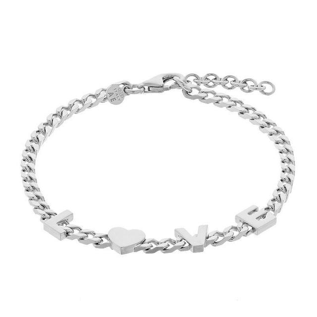 Sterling Silver L-O-V-E Chain Bracelet, Womens Product Image