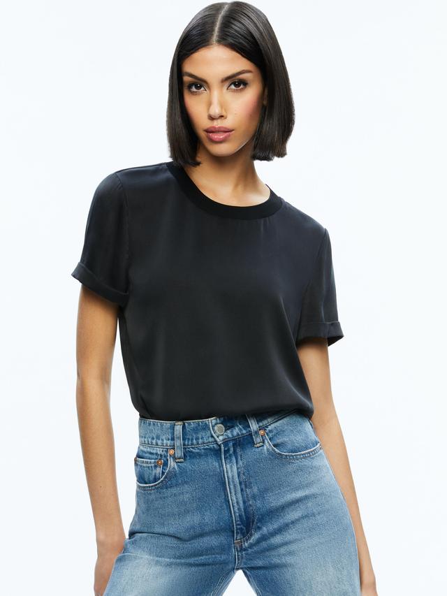 ALICE AND OLIVIA Braden Drop Shoulder Tee In Black Product Image