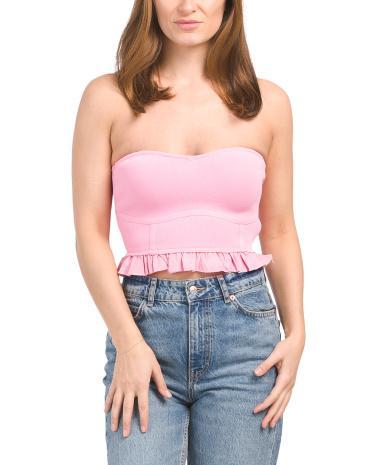 Strapless Ruffle Hem Crop Top for Women product image