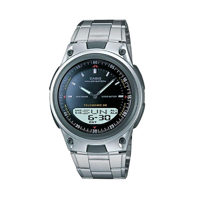 Casio Mens Forester Illuminator Analog & Digital Databank Chronograph Watch - AW80D-1AV, Silver Tone Product Image