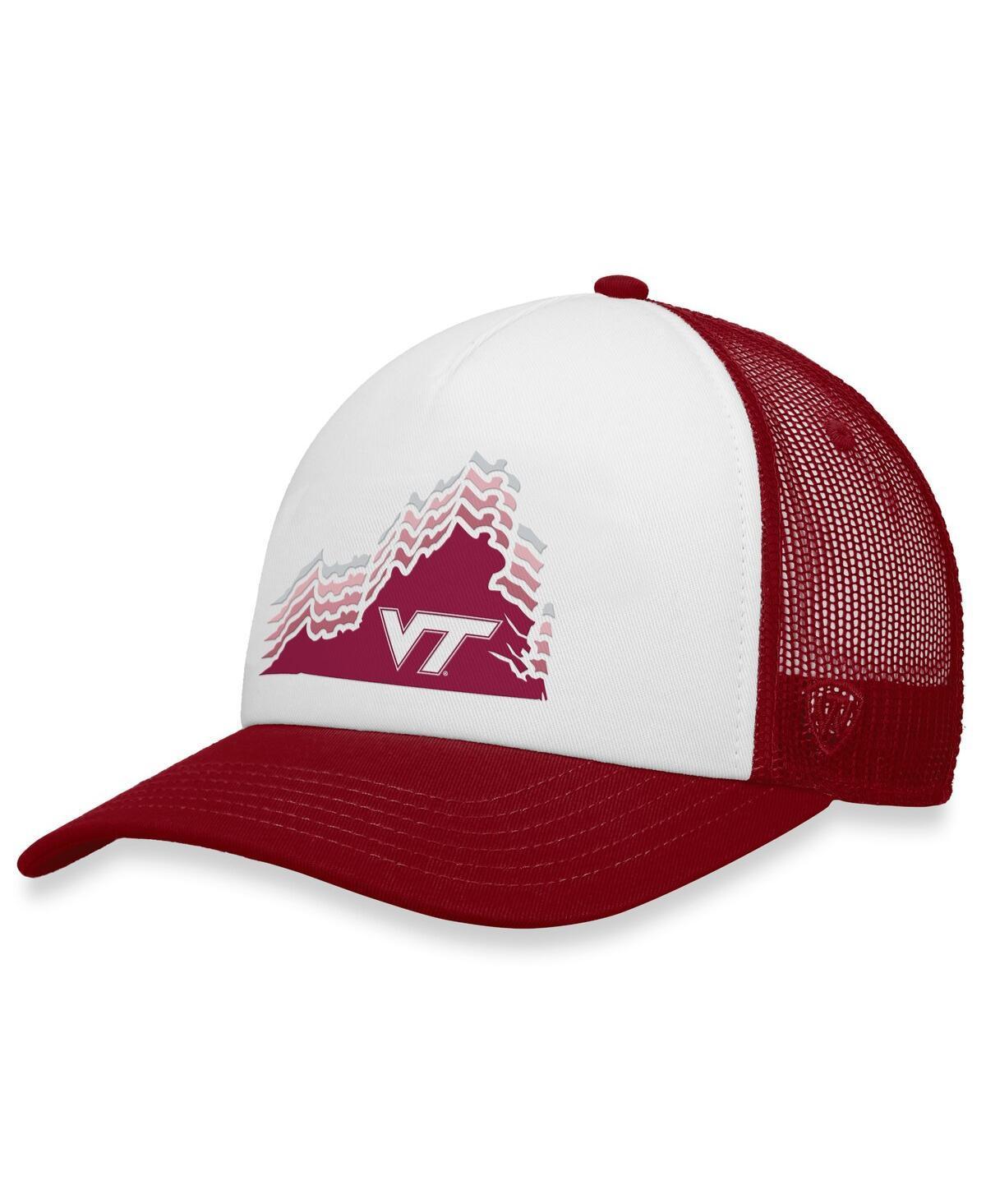 Mens Top of the World White Virginia Tech Hokies Tone Down Trucker Snapback Hat - White Product Image