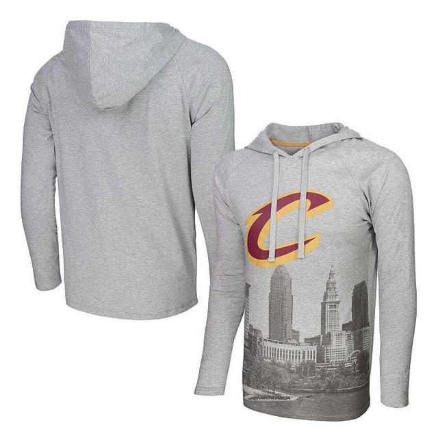 Mens Stadium Essentials Heather Gray Cleveland Cavaliers Atrium Raglan Long Sleeve Hoodie T-Shirt Product Image