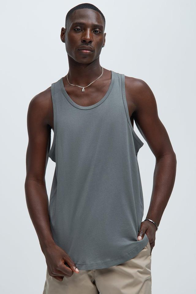 Essential Scallop Tank Top - Charcoal Product Image