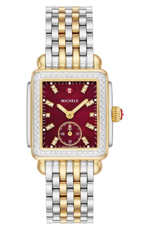 MICHELE Deco Mid Diamond Two-Tone Bracelet Watch, 29mm x 31mm Product Image