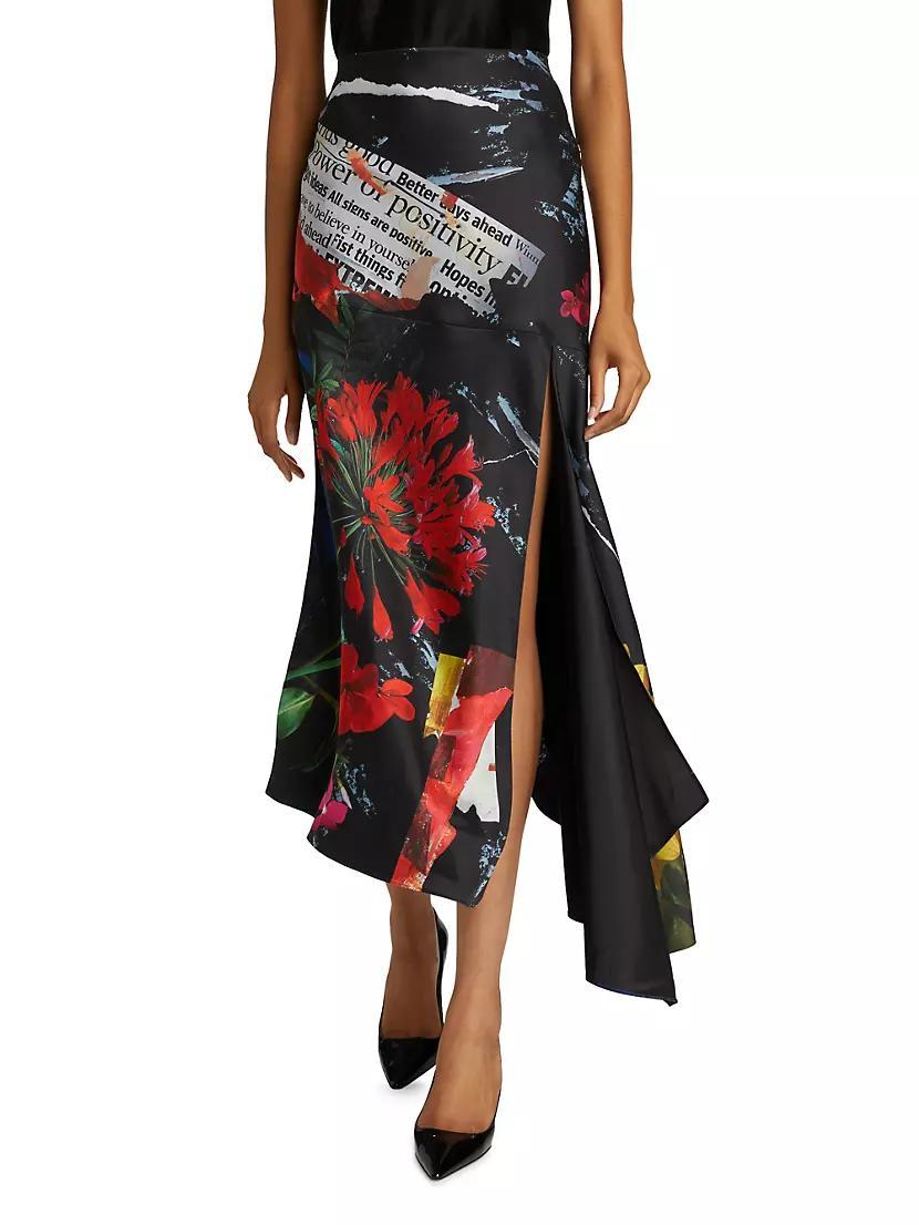 Ayla Printed Satin Midi-Skirt Product Image