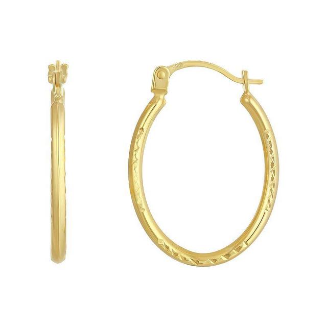 Taylor Grace 10k Gold Diamond Cut Oval Hoop Earrings, Womens, Yellow Product Image