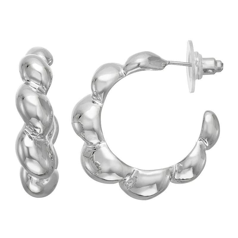 Sonoma Goods For Life Silver Tone Bubble Texture C-Hoop Earrings, Womens, None Product Image