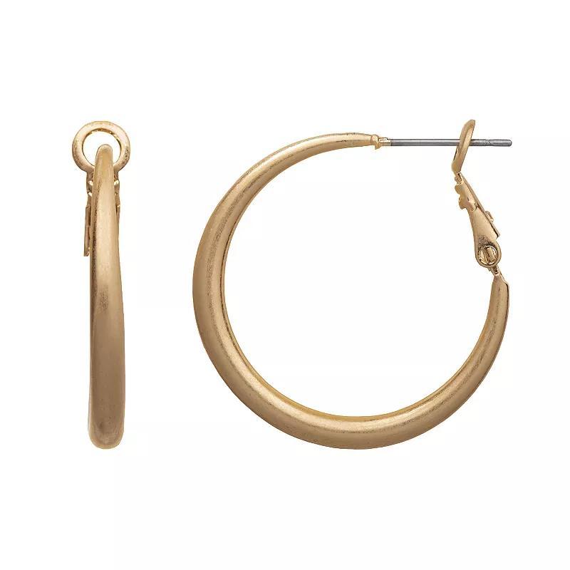 Sonoma Goods For Life Small Worn Gold Plated Hoop Earrings, Womens, Gold Tone Product Image