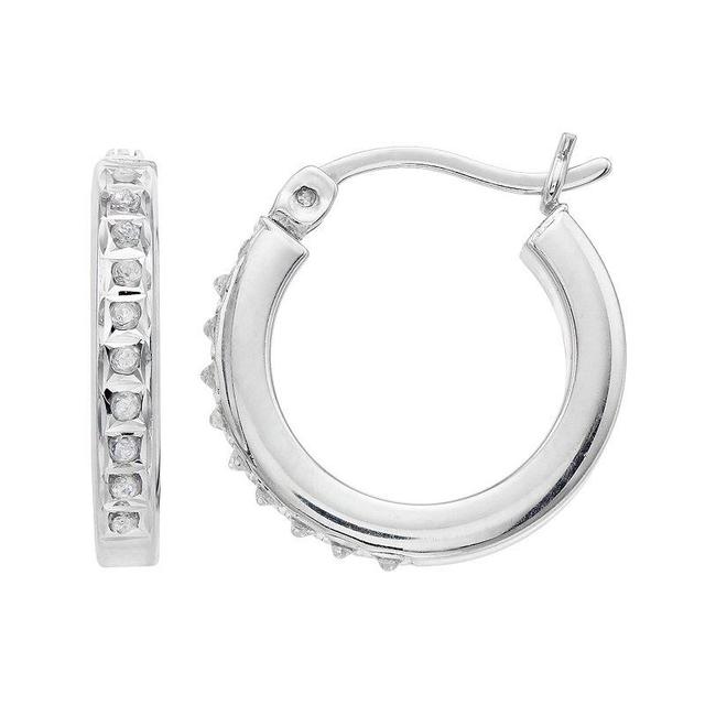 Platinum Over Silver Diamond Mystique Hoop Earrings, Womens, Grey Product Image