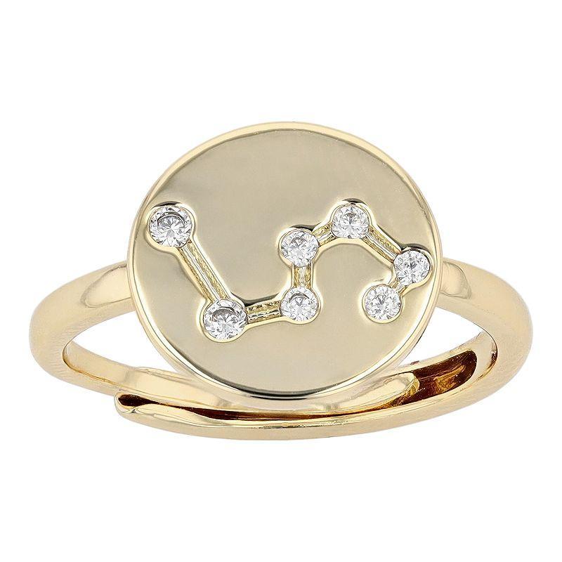 City Luxe Horoscope Cubic Zirconia Disk Horoscope Adjustable Ring, Womens, Gold Tone Capricorn Product Image