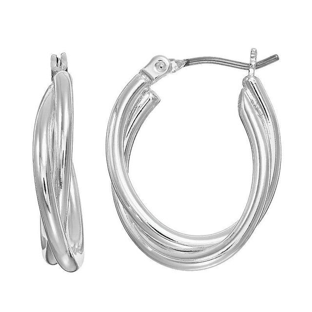 Napier Crosscross Double Oval Hoop Earrings, Womens, Silver Tone Product Image