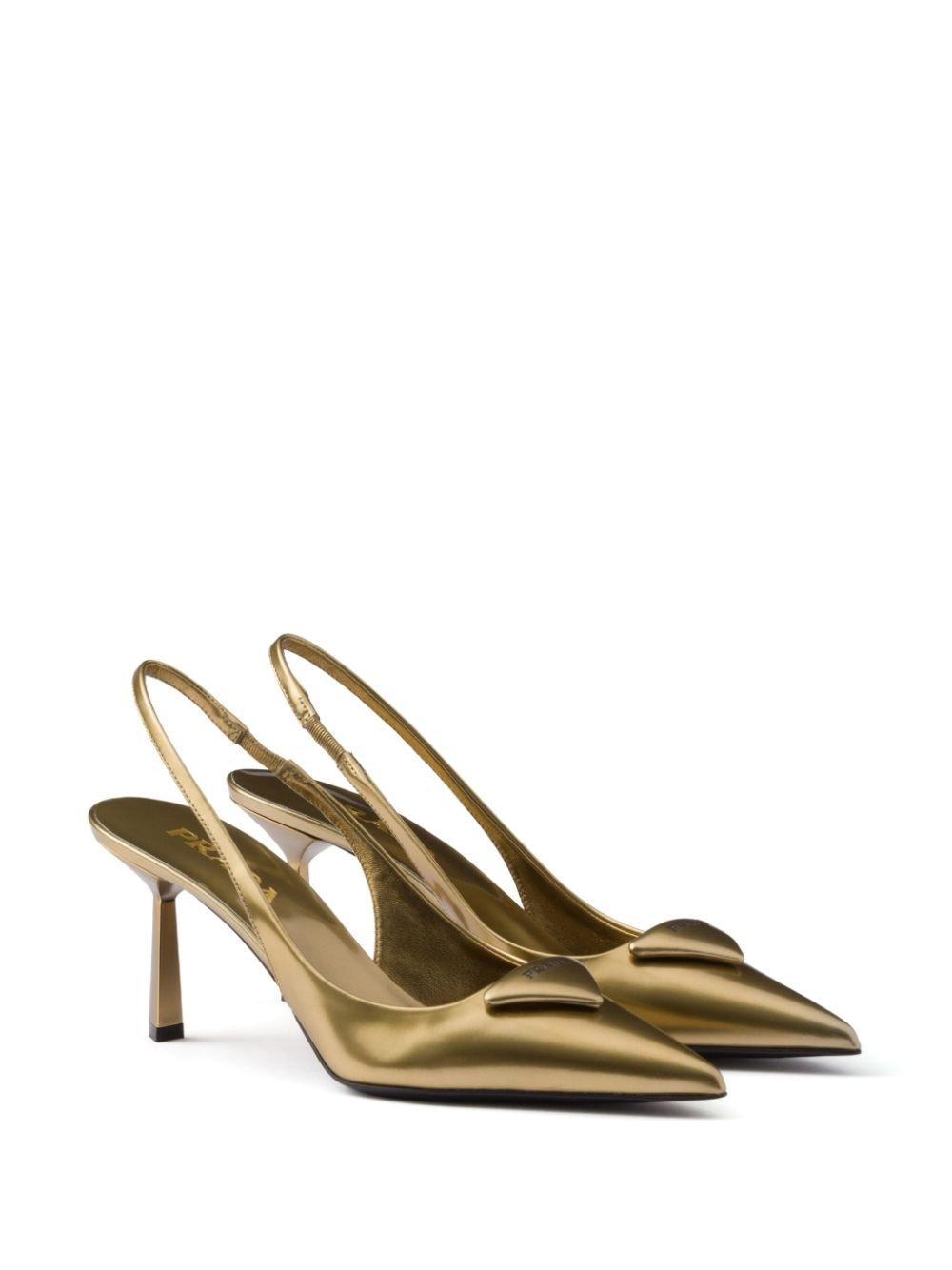 75mm Appliqué-logo Pumps In Gold/silver Product Image