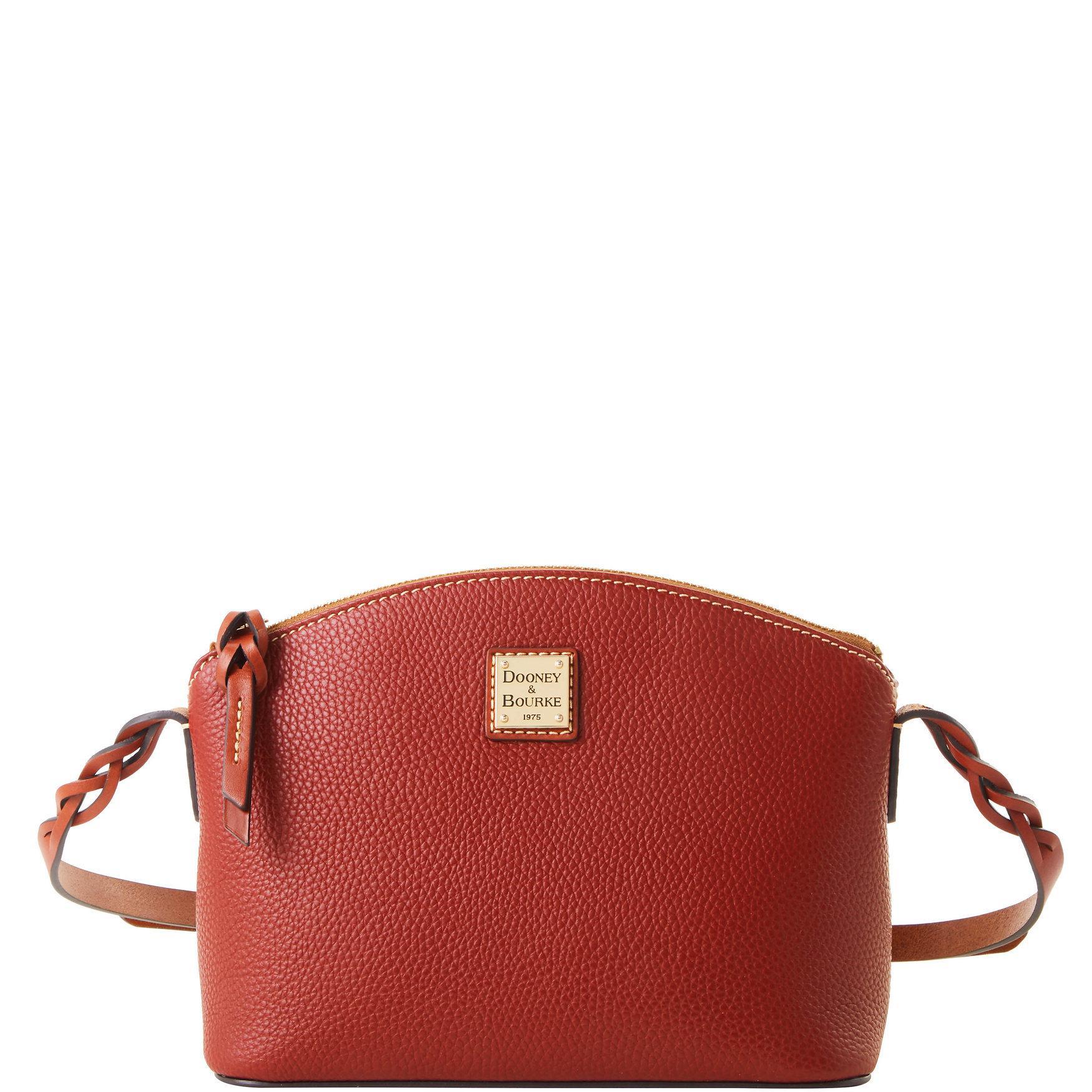 Dooney & Bourke Womens Pebble Grain Penny Crossbody Leather Shoulder Bag in Red Product Image