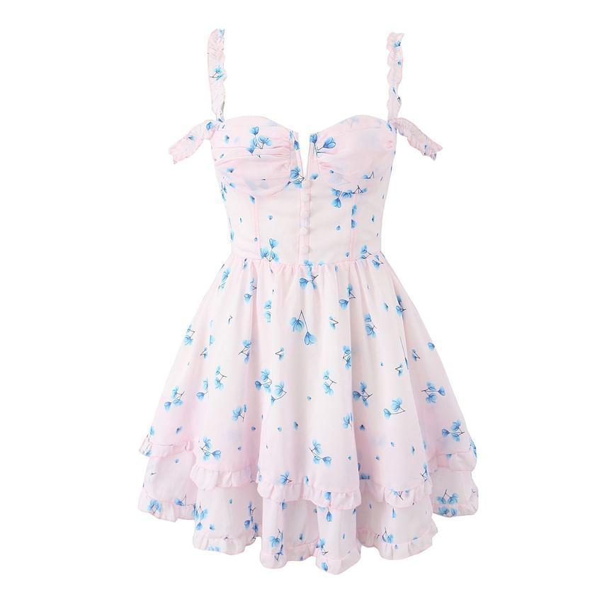 Sleeveless Sweetheart Neckline Floral Print A-Line Dress Product Image