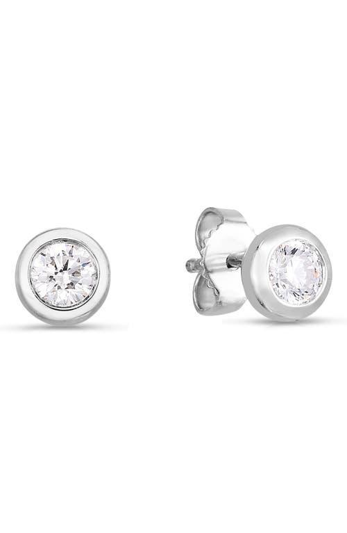 Womens 18K White Gold & 0.50 TCW Diamond Bezel Stud Earrings Product Image