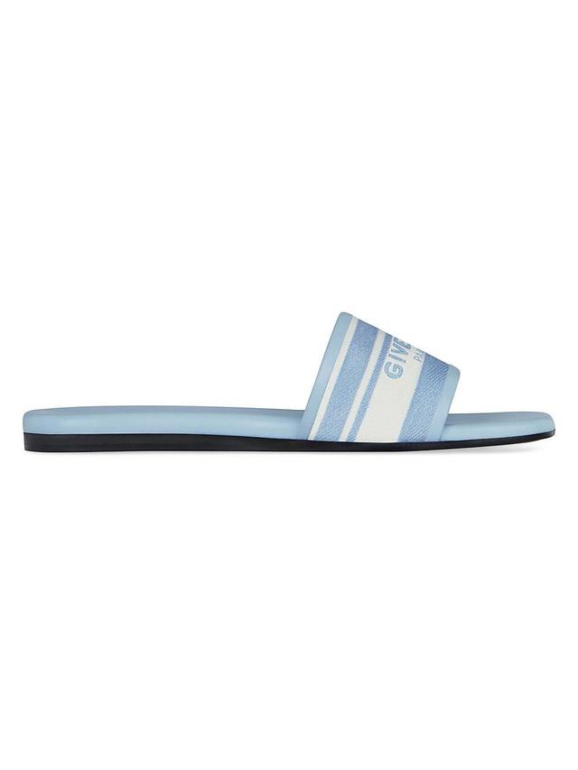 Womens 4G Flat Mules in Denim with Stripes Product Image