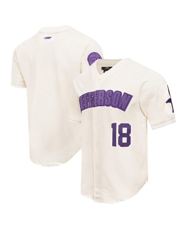 Pro Standard Mens Justin Jefferson Cream Minnesota Vikings Name Number Triple Tonal Button-Up Baseball Jersey Product Image