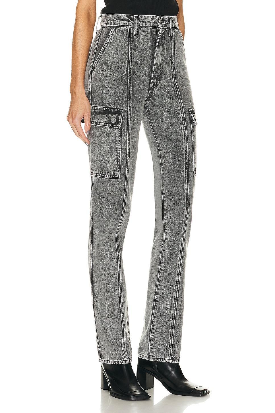 GRLFRND Harper High Rise Slim Cargo in Grey Product Image