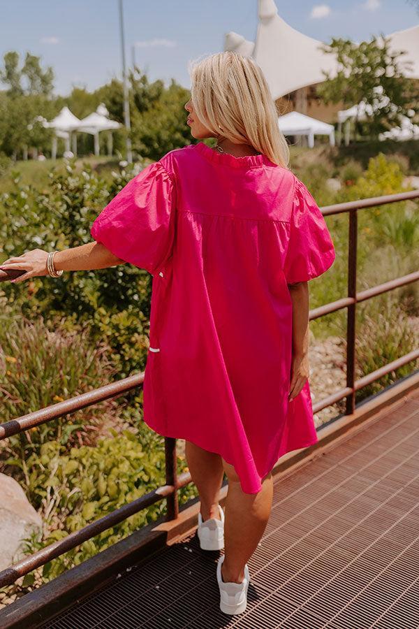 Porch Swing Sippin' Mini Dress in Hot Pink Curves Product Image