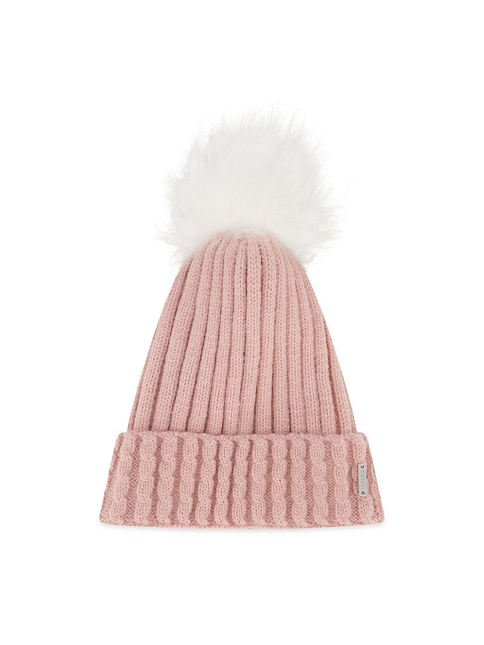 Womens Knit Hat With Toscana Lamb Pompom Product Image