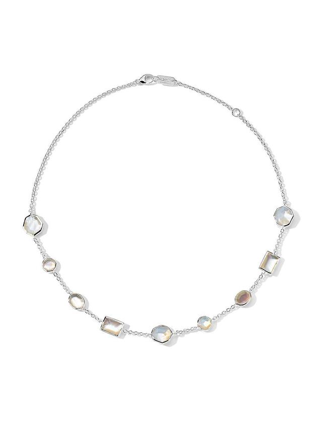 Womens Rock Candy Mixed-Cut Sterling Silver, Rock Crystal & Mother-Of-Pearl Doublet Station Necklace Product Image