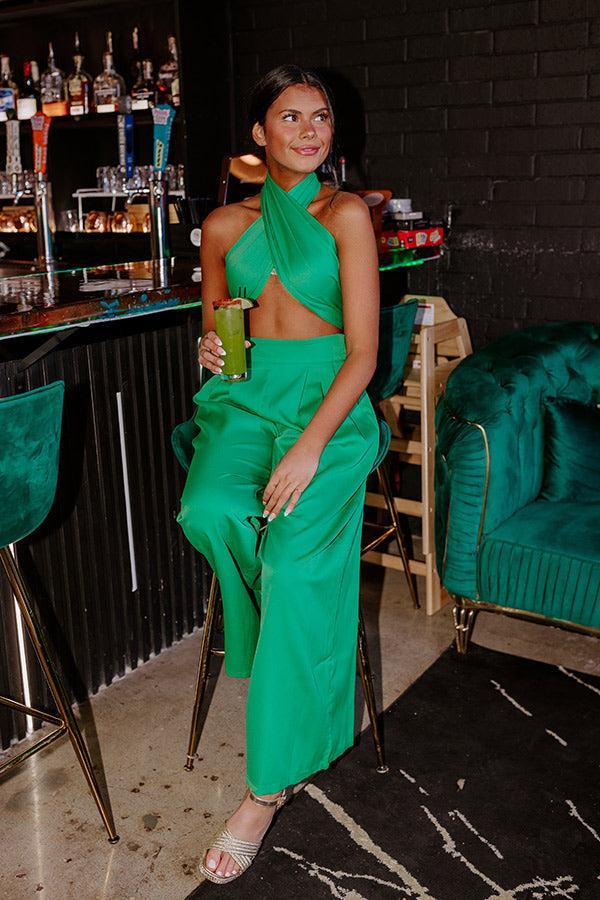 Nearly Famous Wrap Top In Green Product Image