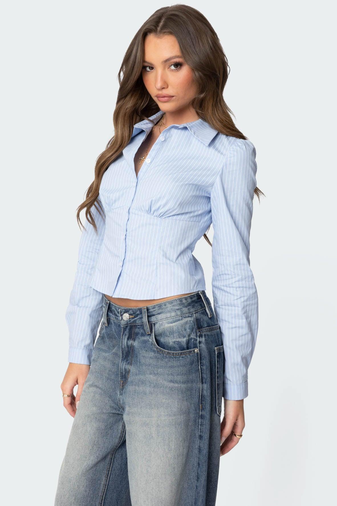 Tailored Pinstripe Button Up Shirt Product Image