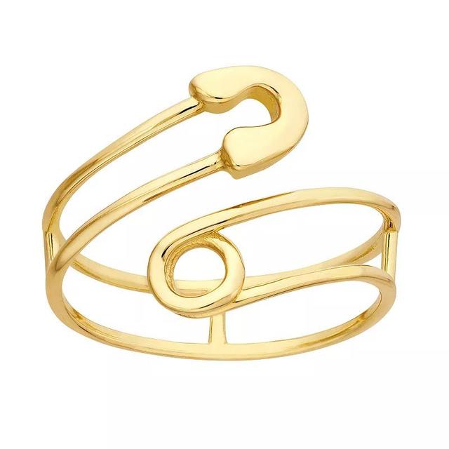 14k Gold Bypass Safety Pin Ring, Womens Product Image