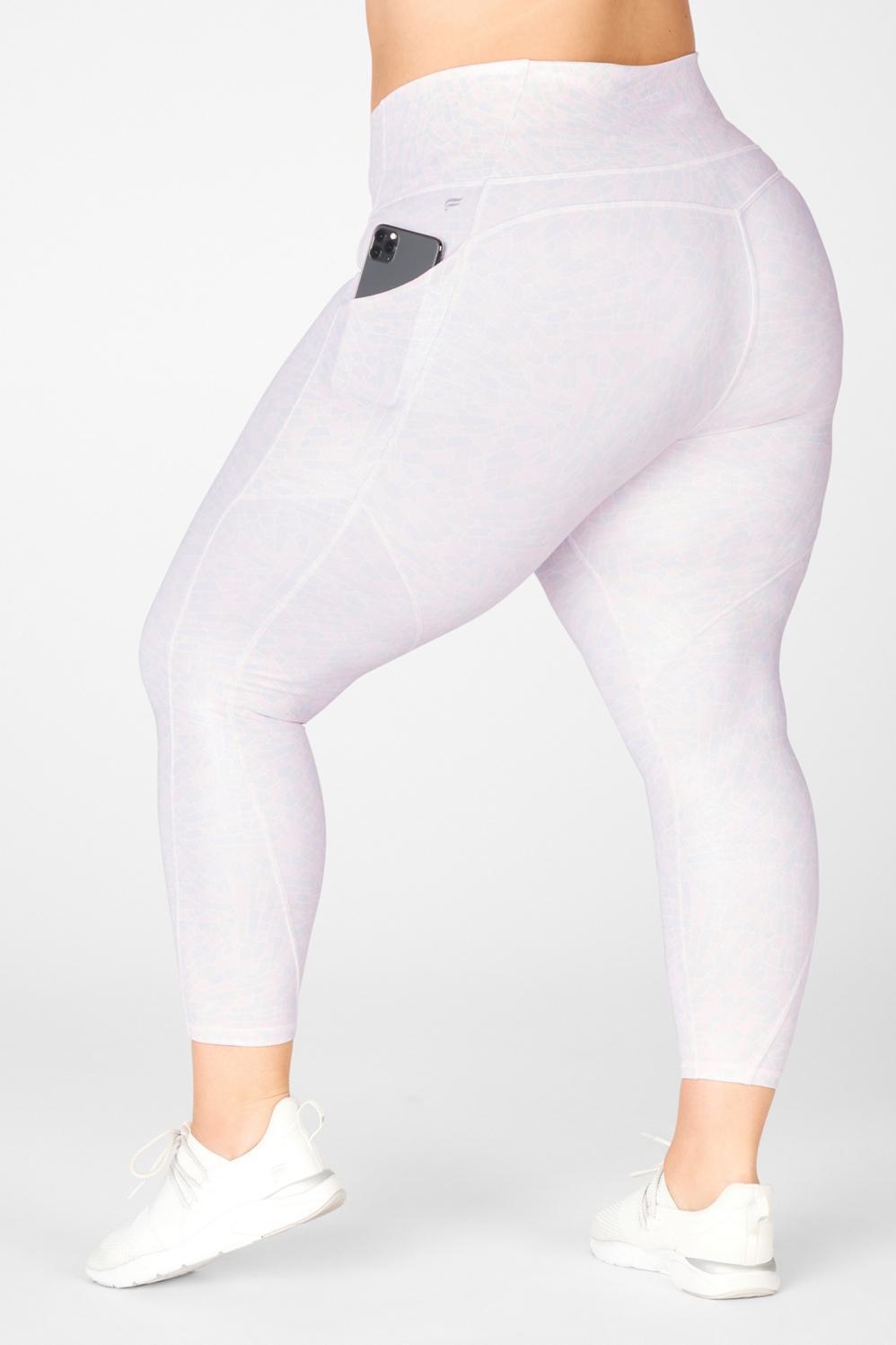 Fabletics Oasis High-Waisted 7/8 Legging Womens White Crystalline Shine plus Size 4X Product Image