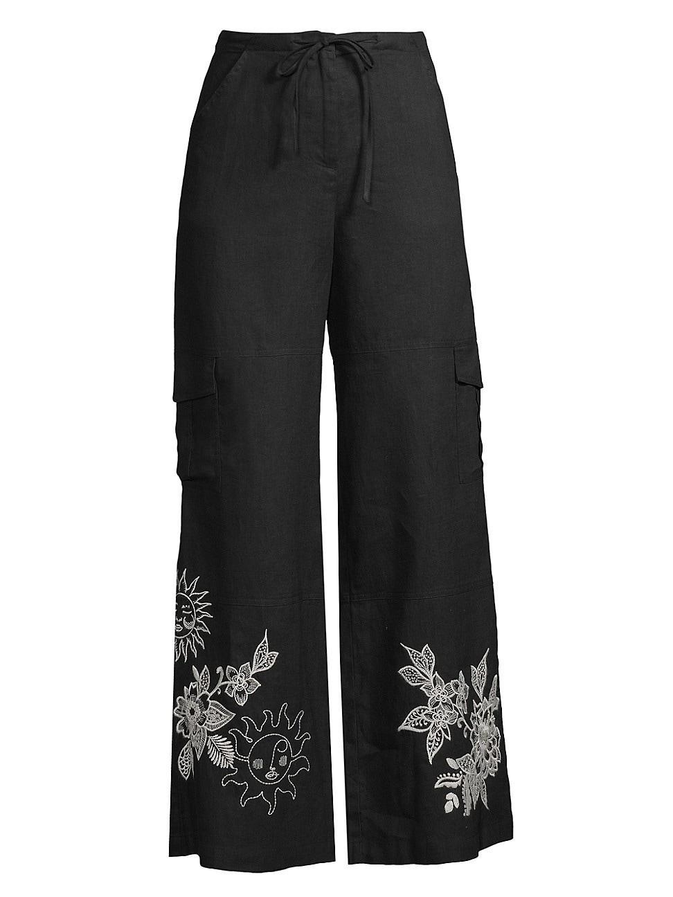 Womens Addison Linen Drawstring Wide-Leg Pants Product Image