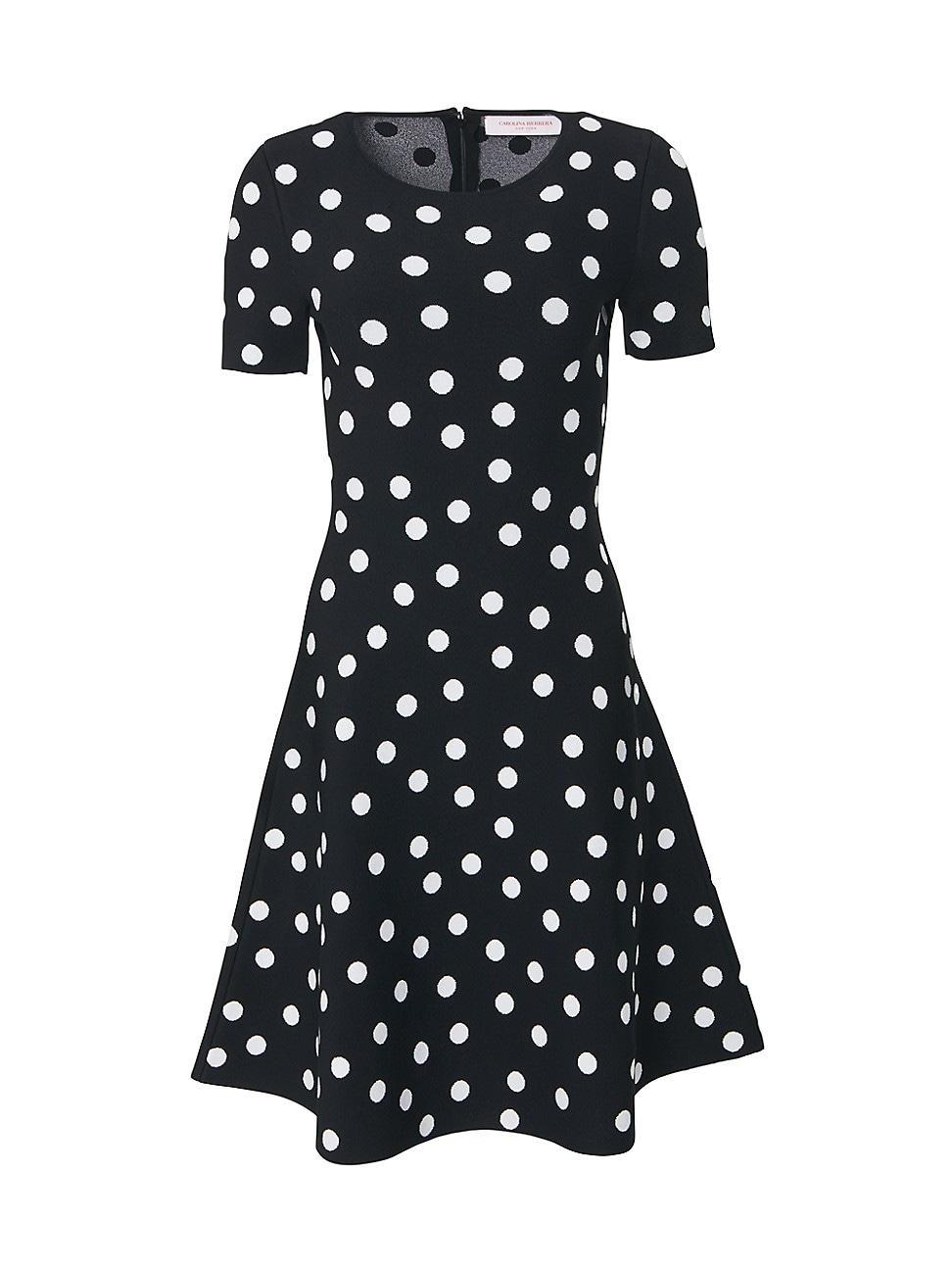 Womens Polka Dot Fit-&-Flare Dress Product Image