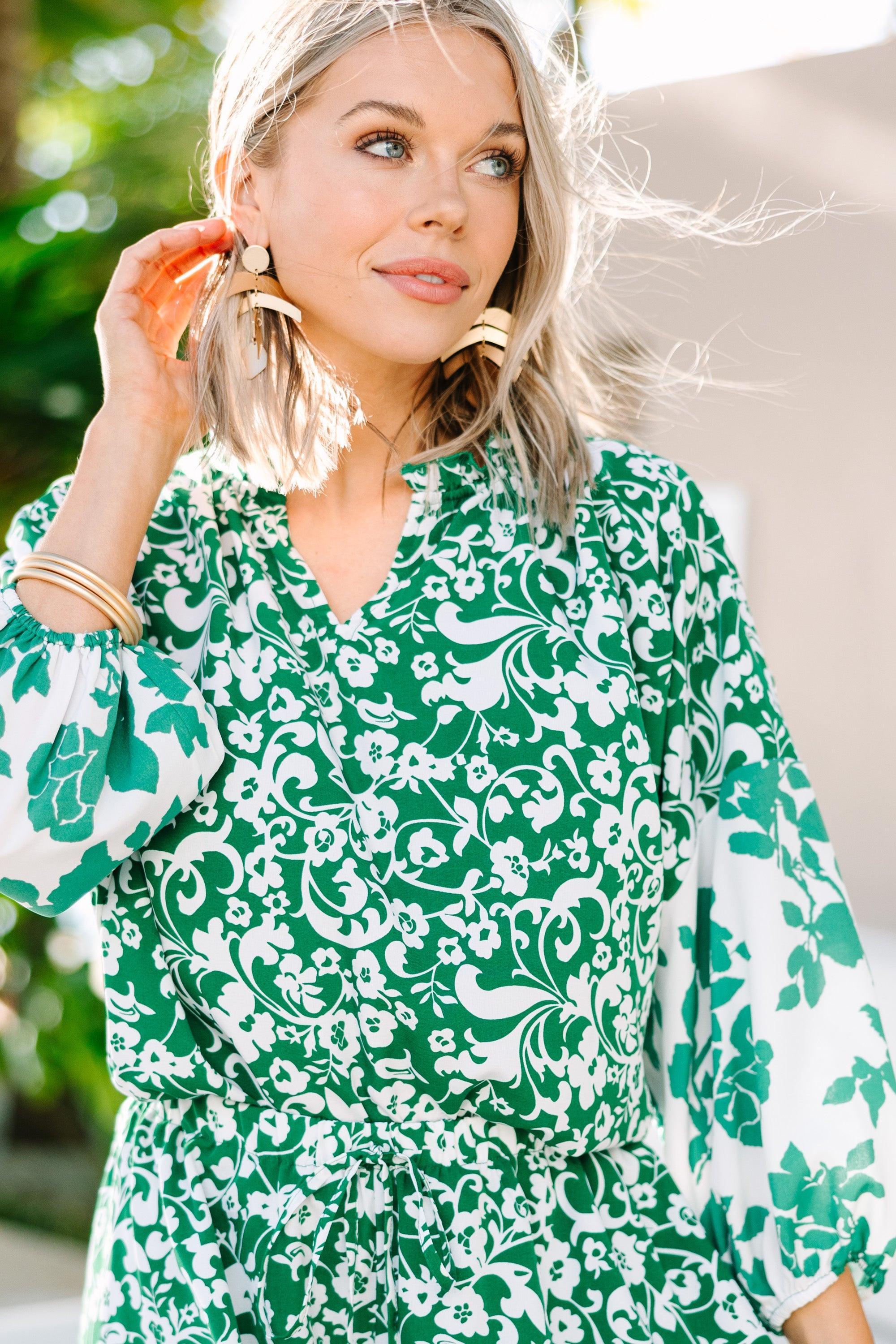 All Together Now Green Floral Bodysuit Female Product Image