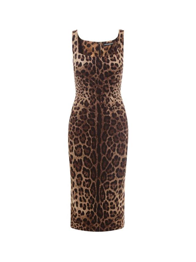 DOLCE & GABBANA Leopard-print Silk-blend Charmeuse Midi Dress In Leo New Product Image