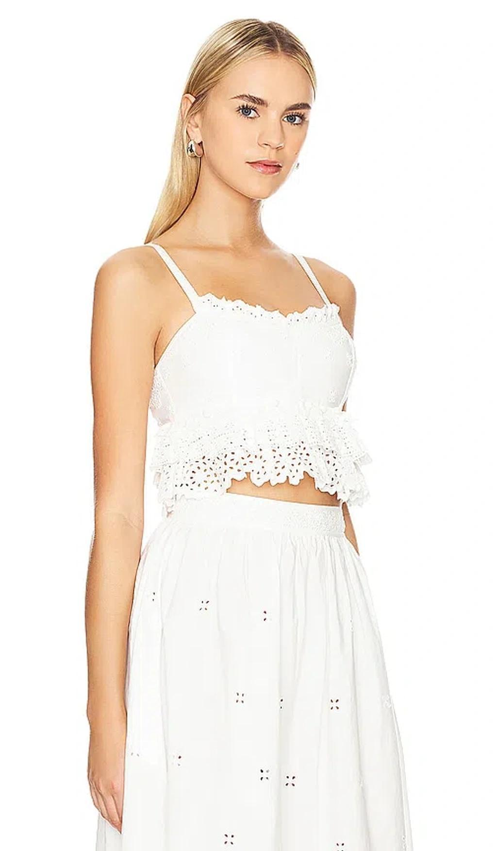 Women's Clarissa Eyelet Fitted Crop Top In Cowrie Product Image