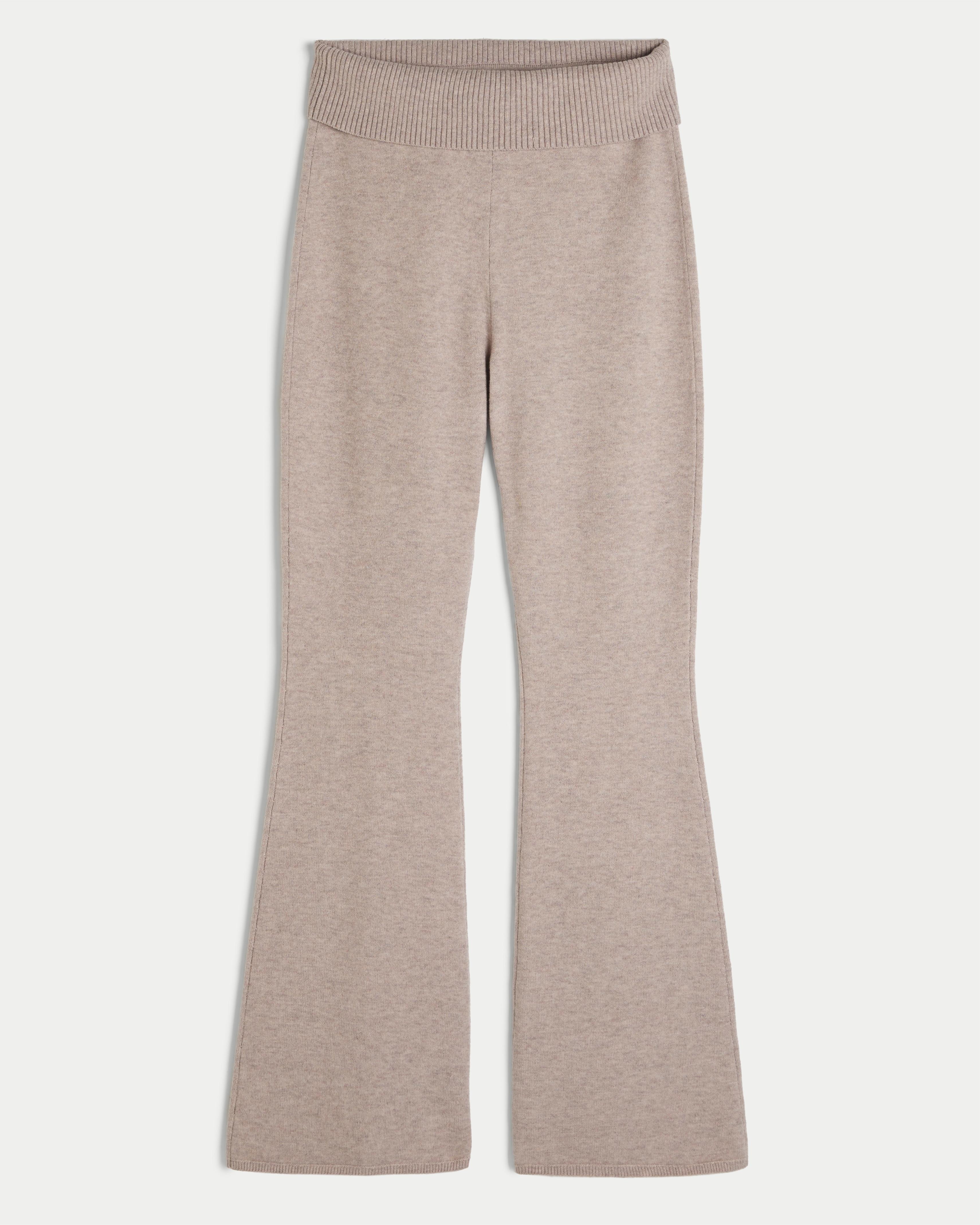 Gilly Hicks Sweater-Knit Foldover Waist Flare Pants Product Image