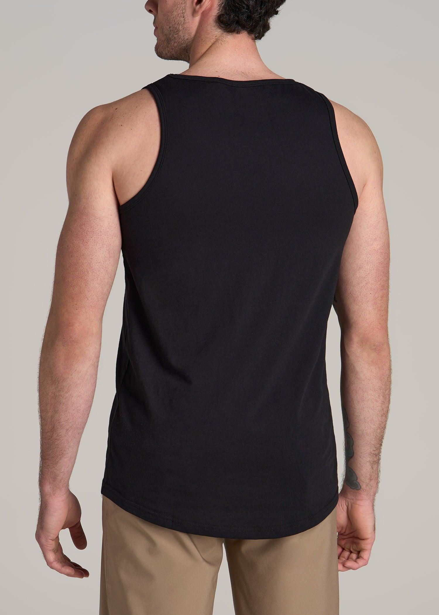 The Essentials: Men's Tall SLIM-FIT Beach Tank Top in Black Male Product Image