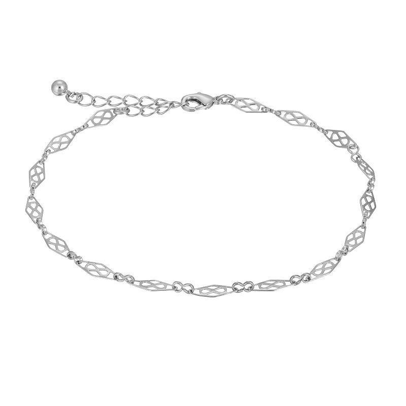 1928 Silver Tone Infinity Chain Anklet, Womens, Grey Product Image