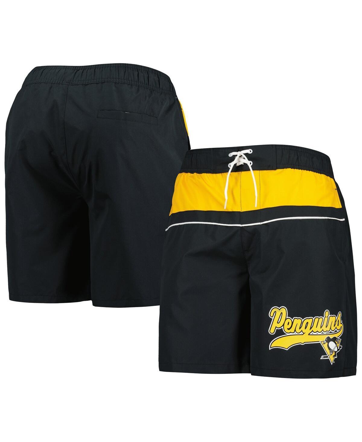 Mens Starter Black Pittsburgh Penguins Freestyle Volley Swim Shorts Product Image